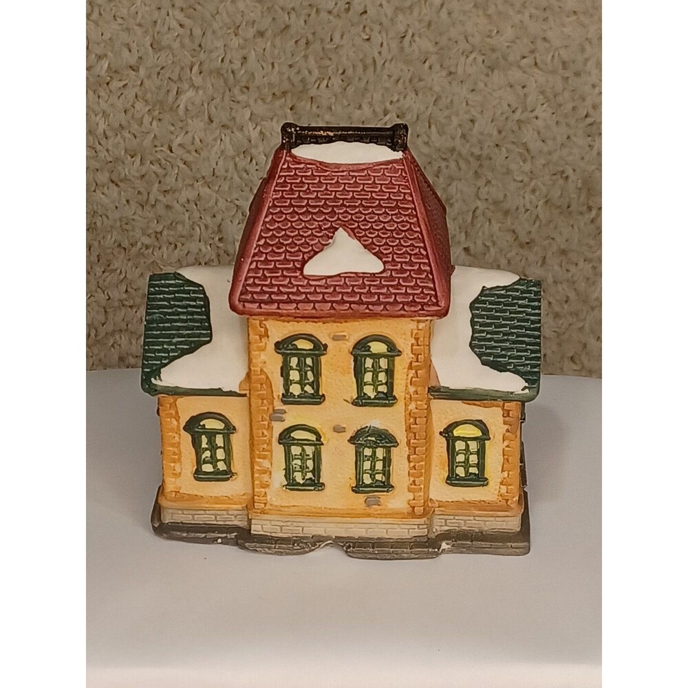 Vintage Christmas Village Station House Ceramic Light Up Train Depot Putz MCM - Picture 5 of 8